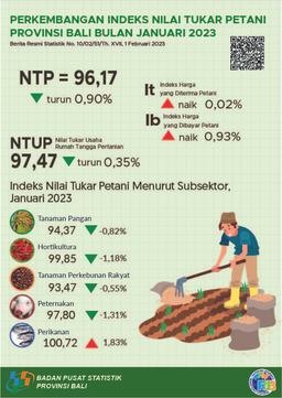 Perkembangan Indeks Nilai Tukar Petani Provinsi Bali Januari 2023