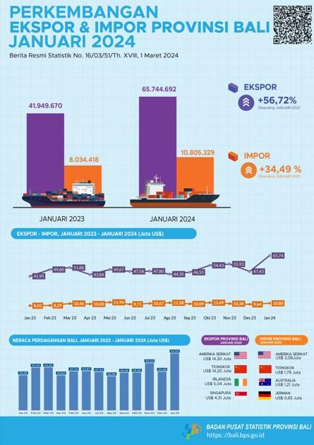 Bali Province Export and Import Development January 2024