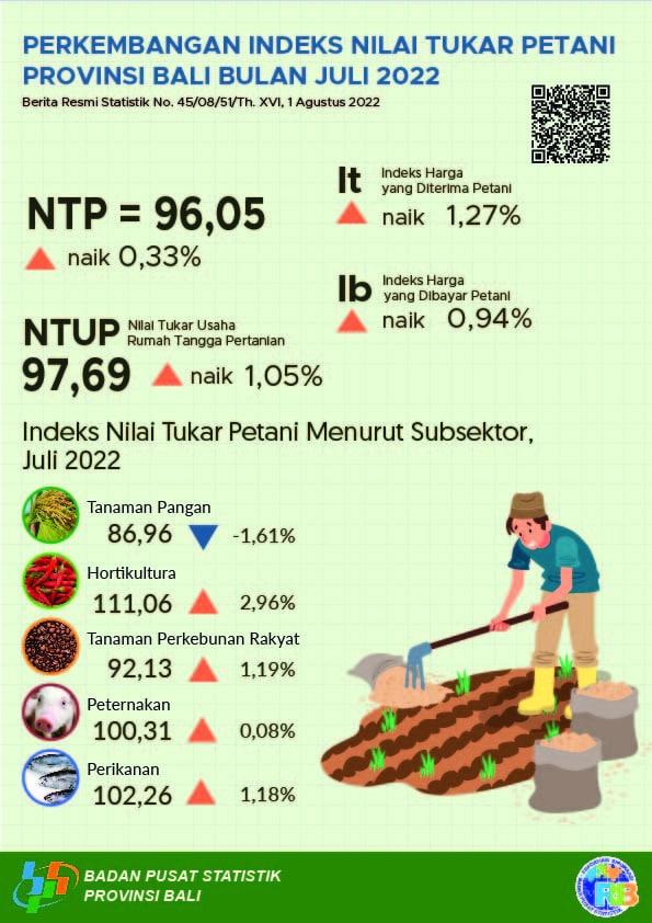 Development of the Bali Province Farmer's Exchange Rate Index July 2022