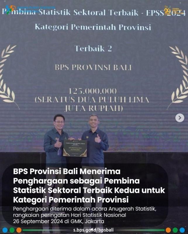 Tim Pembina Statistik Sektoral BPS Provinsi Bali Menerima Penghargaan