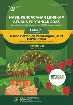 Complete Enumeration Results Of The 2023 Census Of Agriculture - Edition 2 Horticulture Individual Holdings Bali Province