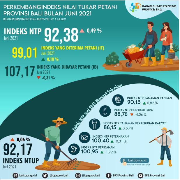 Development of the Bali Province Farmer's Exchange Rate Index June 2021