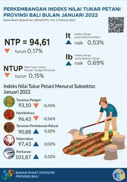 Perkembangan Indeks Nilai Tukar Petani Provinsi Bali Januari 2022