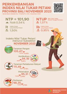 Perkembangan Indeks Nilai Tukar Petani Provinsi Bali November 2023